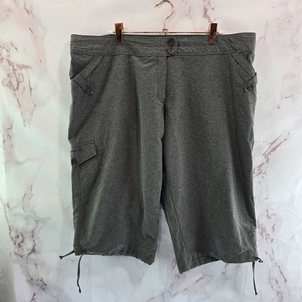 Merrell Shorts Womens 16 XL Gray Bermuda Mid Rise Nylon Synch Bungee NEW